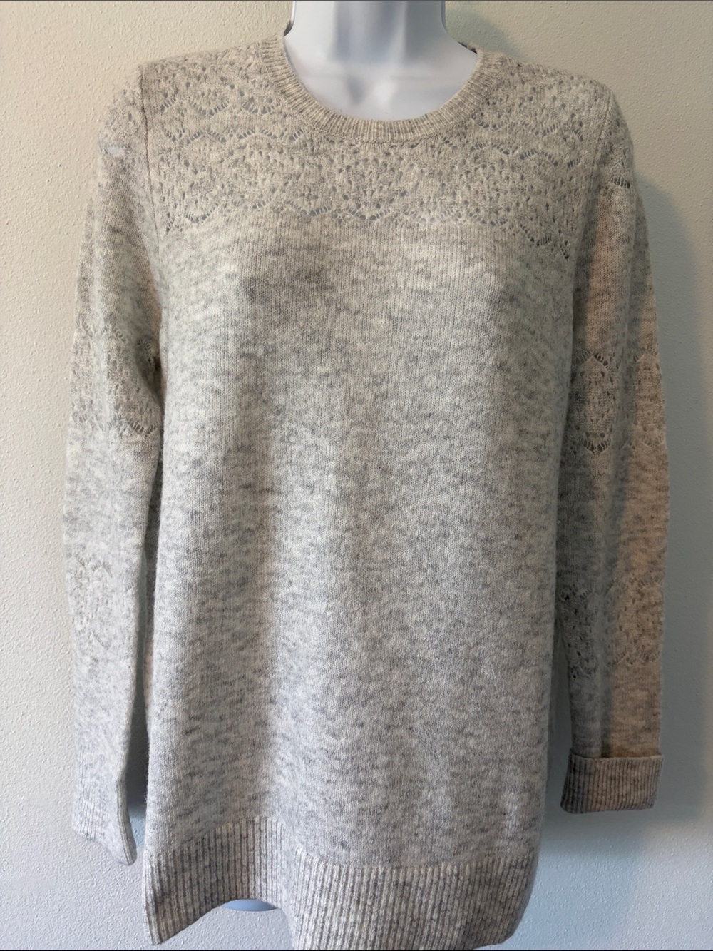 LOFT Light Gray Crewneck Knit Sweater
